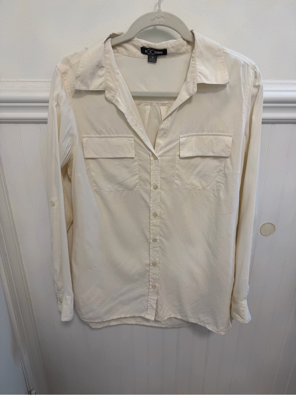 Go Silk Cream Long-Sleeve Button-Down Shirt